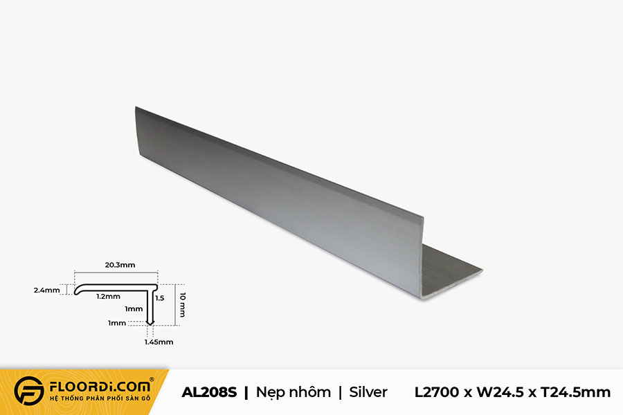 Mild Steel Angle Iron AL208S Silver 24.5mm