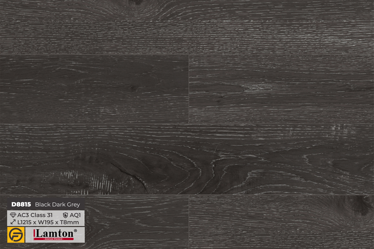 Sàn gỗ Lamton Rustic D8815 Black Dark Grey - 8mm - AC3 - AQ1