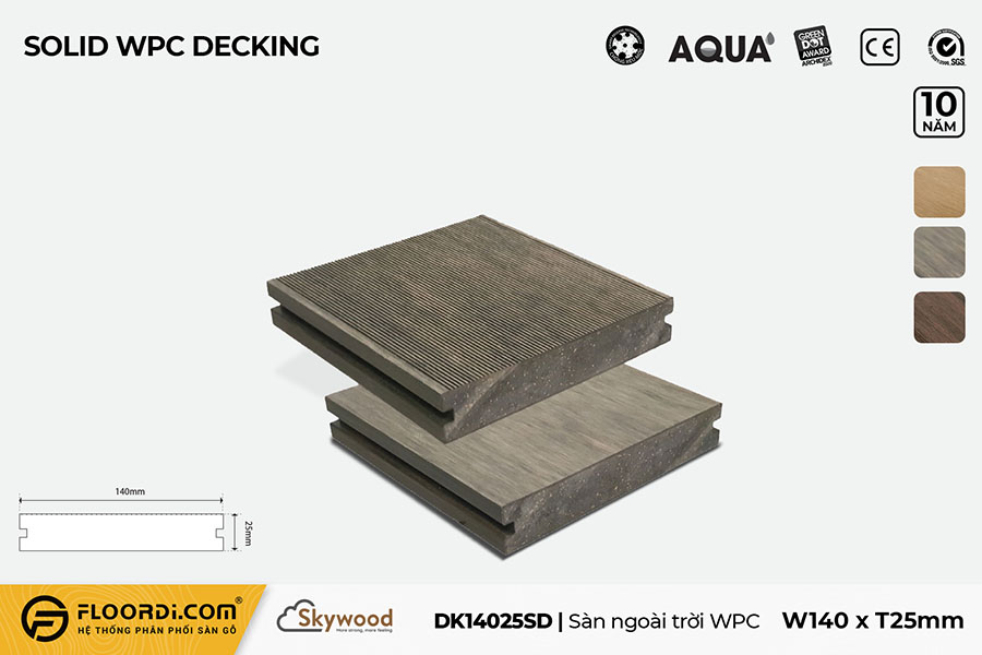 Solid WPC Decking DK14025SD - Driftwood  - 25mm