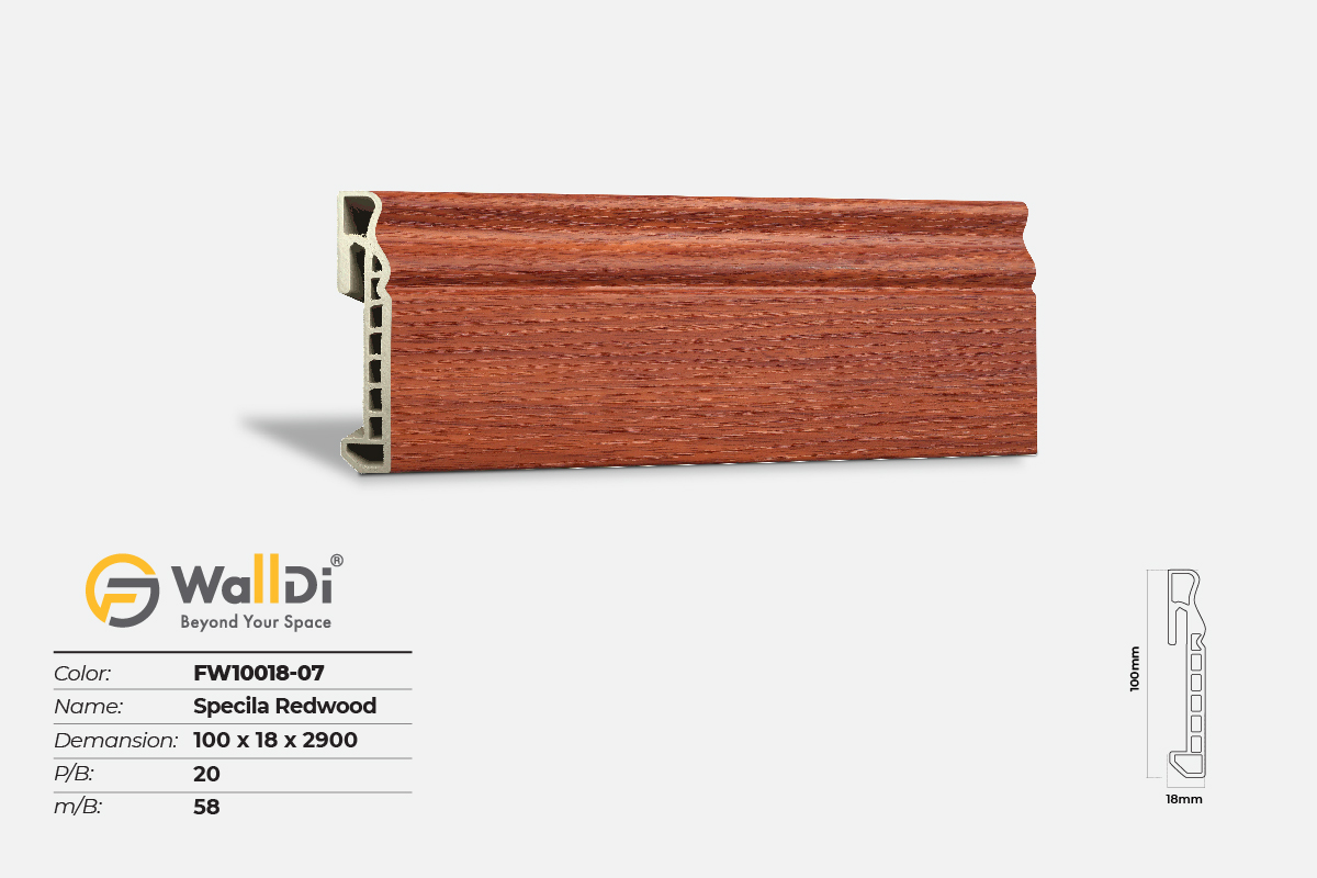 Phào chân tường Walldi FW10018-07 - Specila Redwood - 18mm