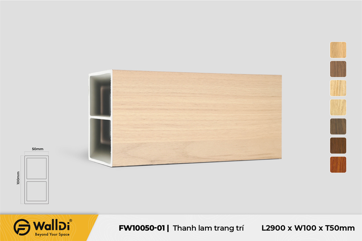 PVC Wall Decking (Indoor) - FW10050-01 - Light Walnut - 50mm