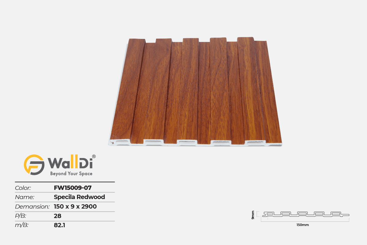 Lam nhựa 5 sóng Walldi FW15009-07 - Specila Redwood  - 9mm