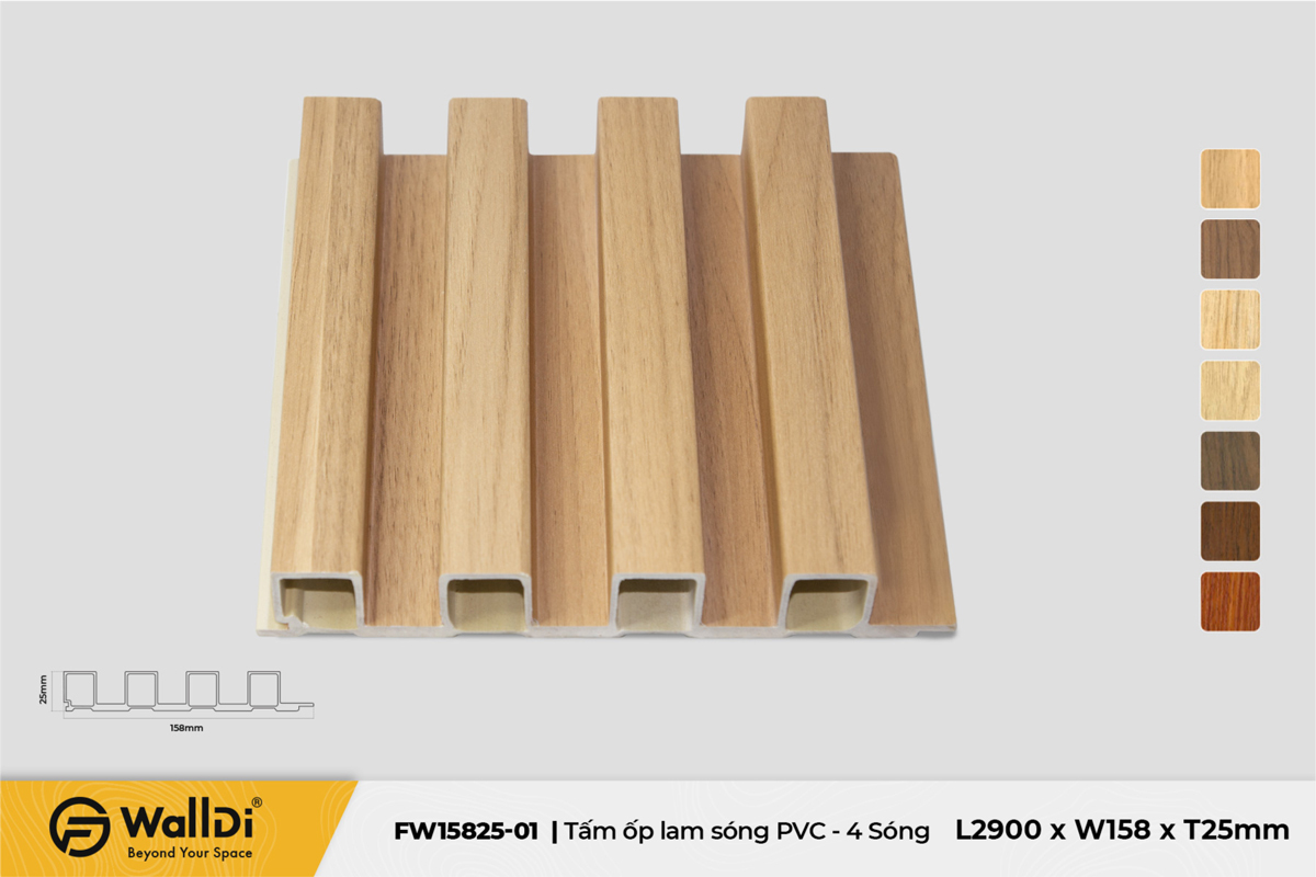 PVC Wall Decking (Indoor) - FW15825-01 - Light Walnut - 25mm
