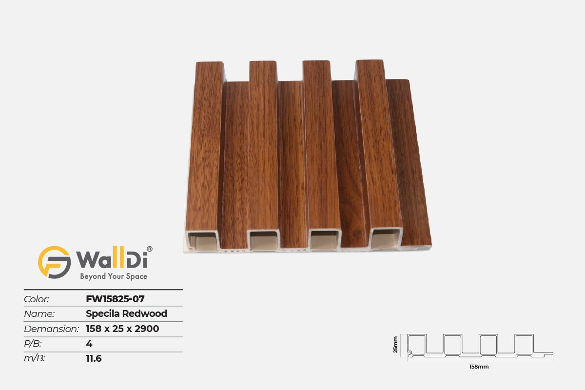 Lam nhựa 4 sóng Walldi FW15825-07 - Specila Redwood - 25mm