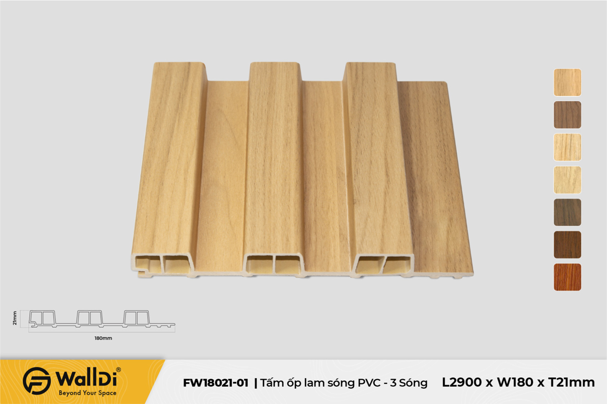 PVC Wall Decking (Indoor) - FW18021-01 - Light Walnut - 21mm