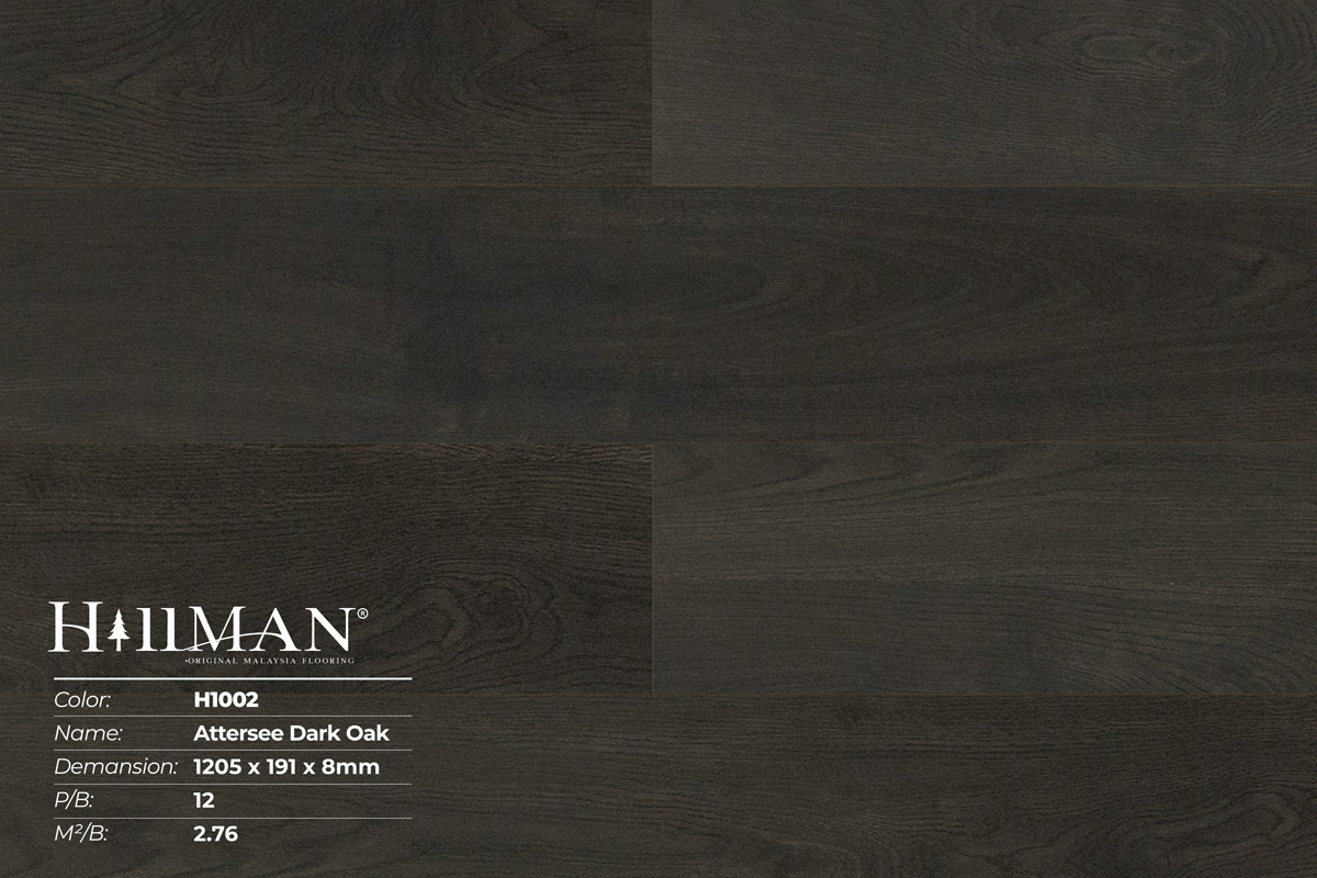 Sàn gỗ Hillman Ambition H1002 Attersee Dark Oak - 8mm - AC4 - AQ4