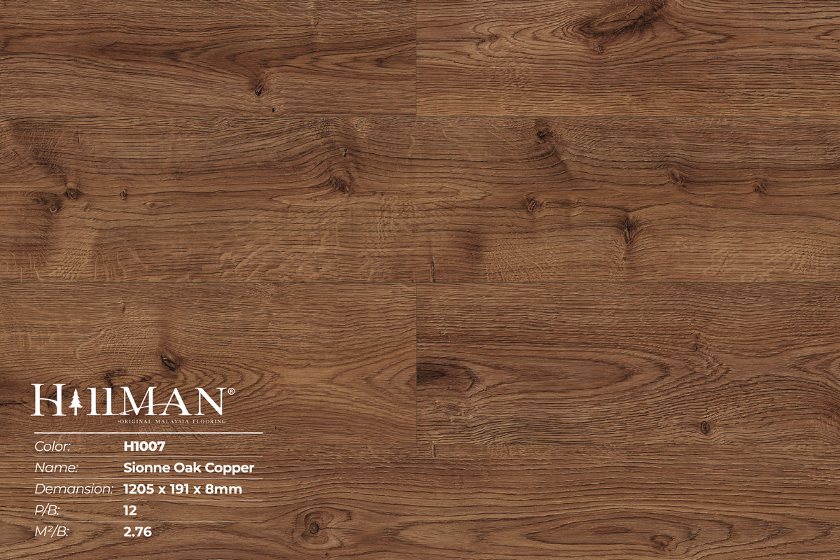 Sàn gỗ Hillman Ambition H1007 Sionne Oak Copper - 8mm - AC4 - AQ4