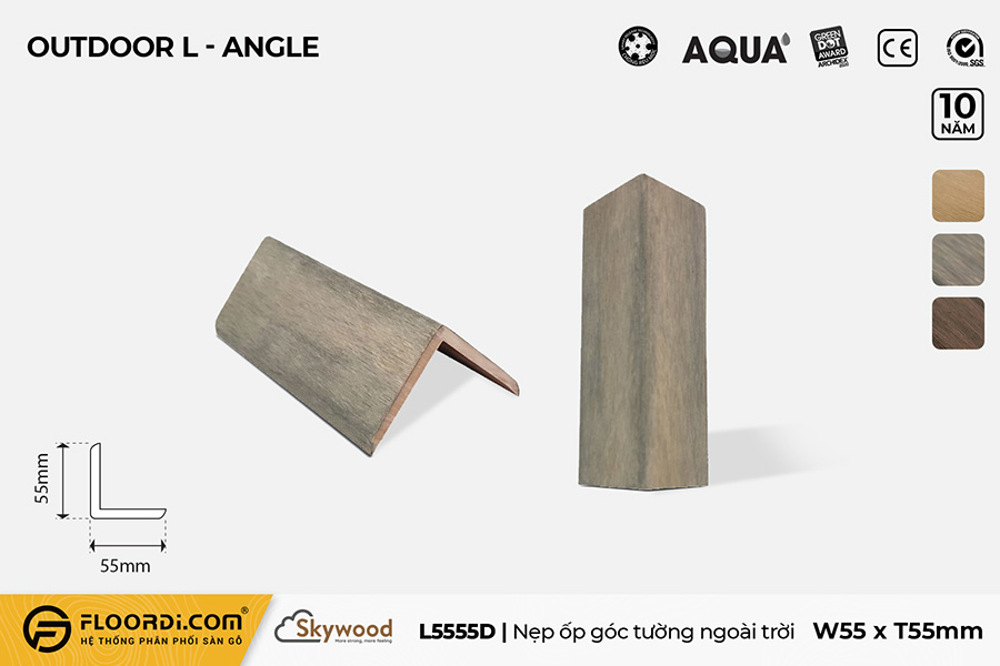 L Angle Cap (Outdoor) - L5555D - Driftwood - 55mm