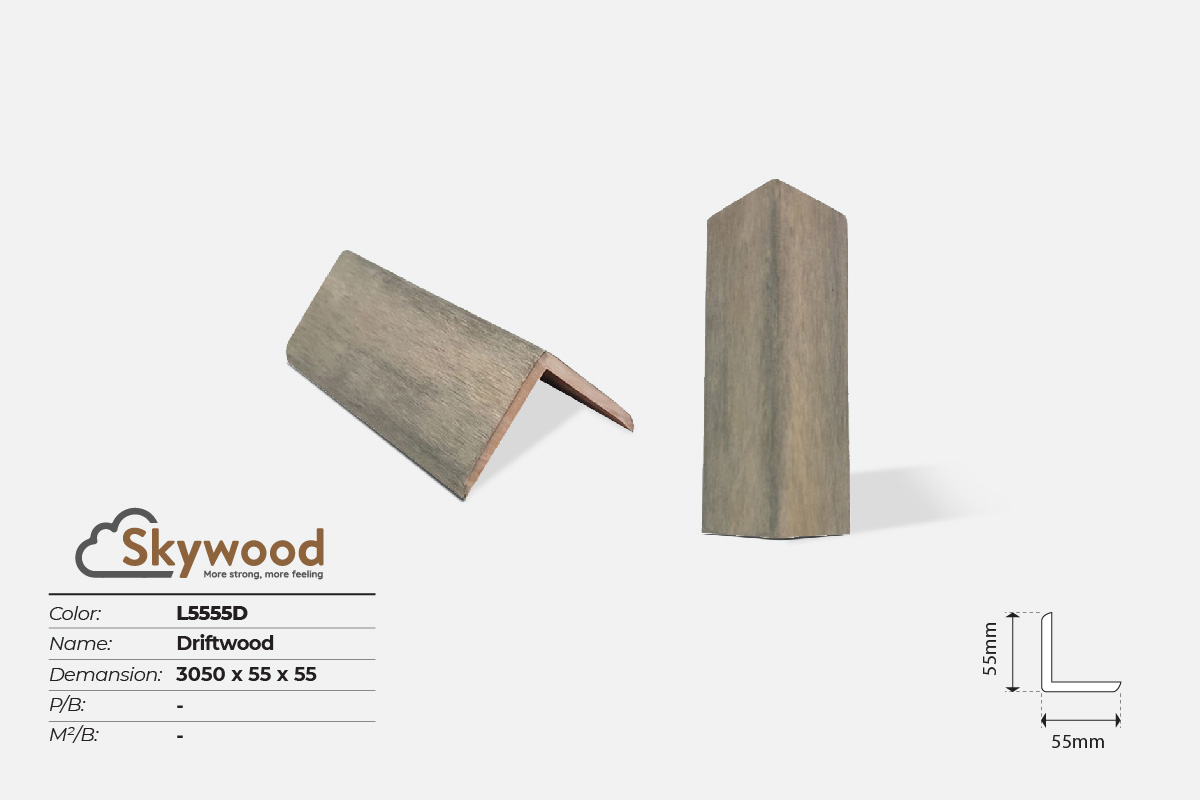 Nẹp góc ngoài trời Skywood L5555D - Driftwood - 55mm