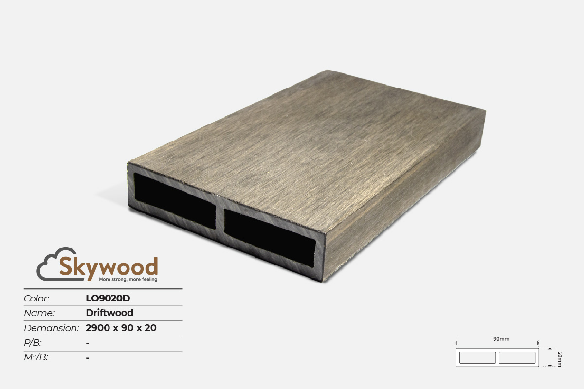 Thanh lam gỗ trang trí WPC Skywood LO9020D - Driftwood - 20mm