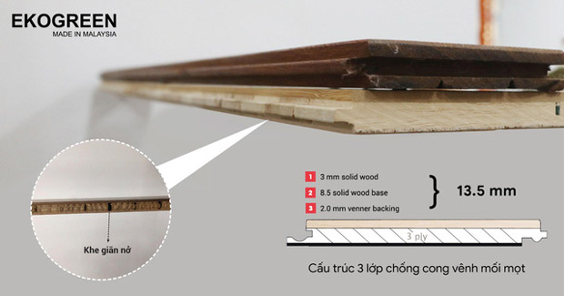 Cấu tr&uacute;c của s&agrave;n gỗ tự nhi&ecirc;n engineered