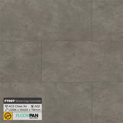 Floorpan Stone Flooring FT007 Stone Gray Concrete - 8mm - AC5