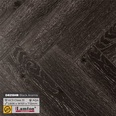 Lamton Herringbone Flooring D8215HR Black Aramis - 12mm - AC3 - AQ4