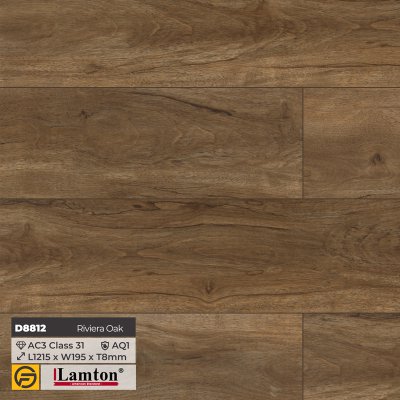Lamton Rustic Flooring D8812 Riviera Oak - 8mm - AC3 - AQ1