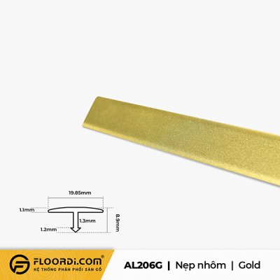 Nẹp chữ T - AL206G - Gold - 8.9mm
